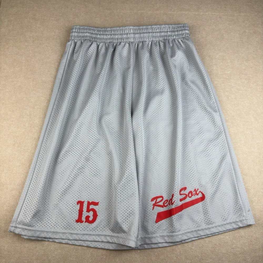 Augusta Shorts Men‎ L Gray Mesh Red Sox #15 Baseball Team Logo Athletic
